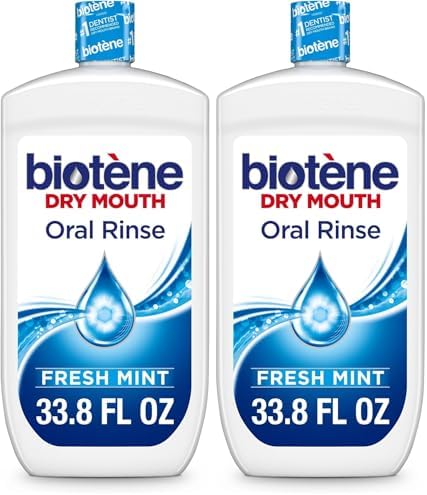 Biotene Oral Rinse Mouthwash for Dry Mouth, 33.8 fl oz | Breath Freshener and Dry Mouth Treatment, Fresh Mint, Alcohol-Free Mouthwash