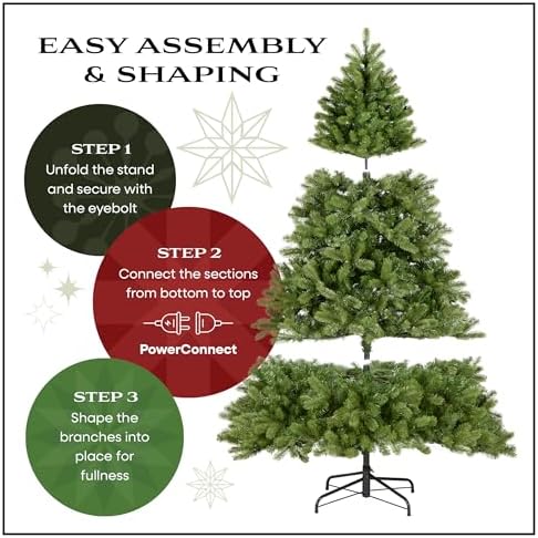 National Tree Company 7.5ft Pre-Lit Dunhill Fir Artificial Christmas Tree | 700 LED Lights, 10 Light Functions, 2,514 Tips, Foot Pedal, Includes Stand, Green