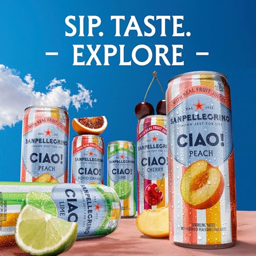 Sanpellegrino CIAO Blood Orange Sparkling Water, Real Fruit Juice, 24 Pack