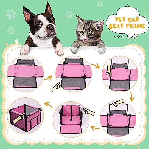 Dog Car Seat Puppy Portable Pet Booster Car Seat with Clip-On Safety Leash and PVC Support Pipe, Anti-Collapse,Perfect for Small Pets
