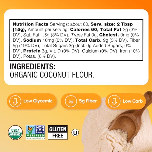 BBF Organic Coconut Flour 2 lb, Gluten free, Keto & Paleo Baking