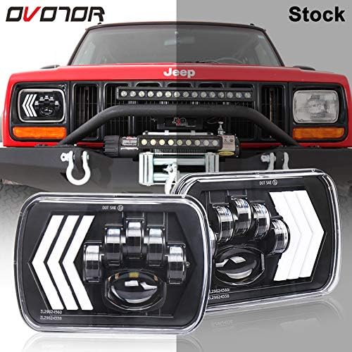 OVOTOR 5x7 7x6 LED Headlights 55W H6054, Triple Arrow DRL Turn Signal