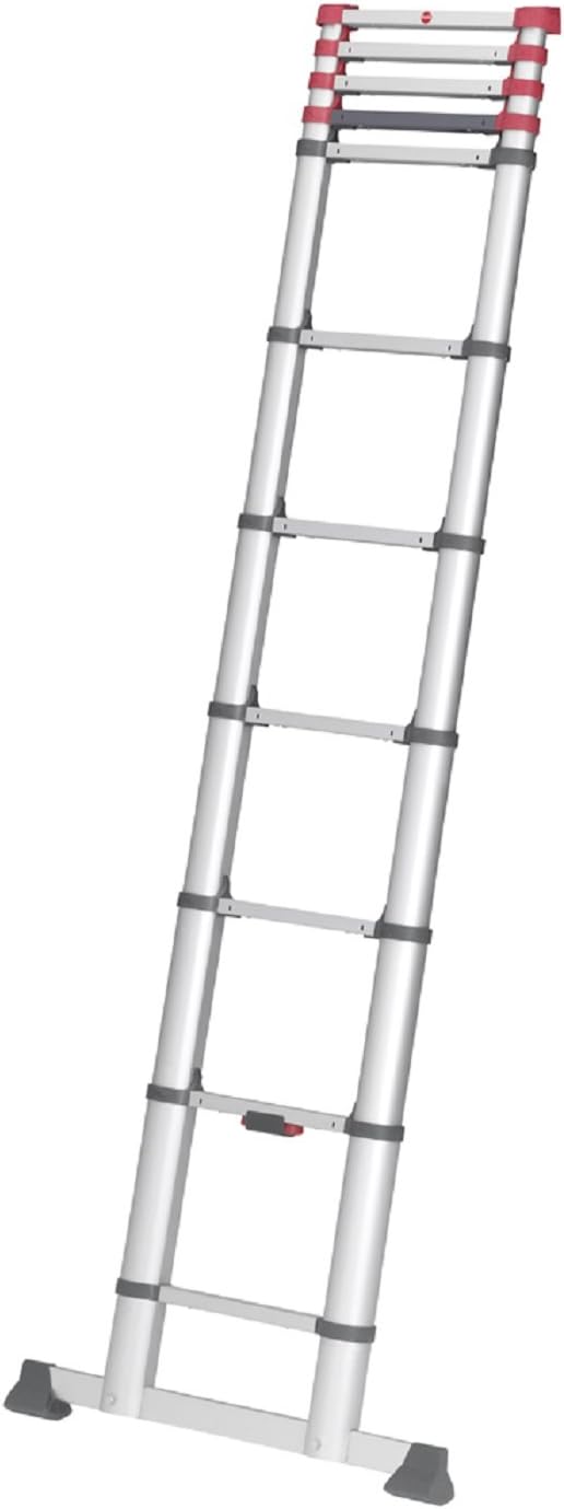 Hailo T80 FlexLine | Aluminum telescoping Ladder | 11 rungs | Height Adjustable up to 10.5FT | Single rungs can be Extended | Transport Belt
