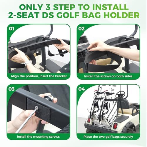 Panglong 2 Seat DS Golf Cart Bag Holder with Screws, Golf Bag Attachment for 1987-Up Club Car DS 2 Seat Models, OEM #1013935