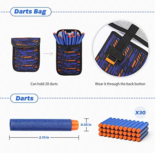 KKONES Kids Nerf Guns Tactical Vest Kit Darts Pouch Clips Mask Glasses