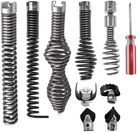 10 Pcs Drain Snake Drill Attachment, Cutter and Auger Set, Compatible with RIDGID K-400 C-4 C-6 C-7 C-8 and C-9 Drain Cleaning Machine