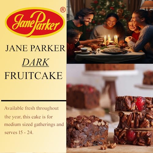 Jane Parker Fruitcake Dark Fruit Cake 3 Pound (48 Ounce) Ring in a Collectible Holiday Tin (Colors may vary) -Holiday Cake-Christmas Cake-The Best