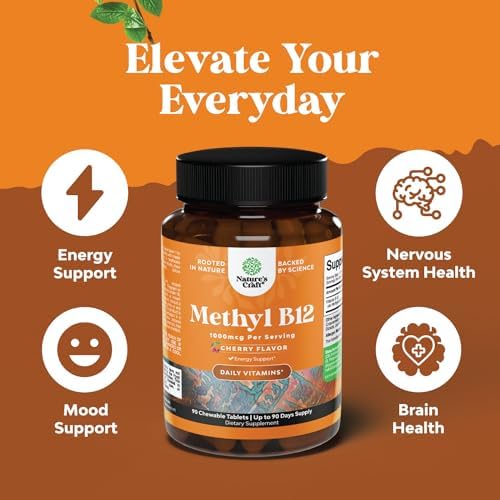 Chewable Vitamin B12 1000mcg for Energy & Mood Support- 90 Count