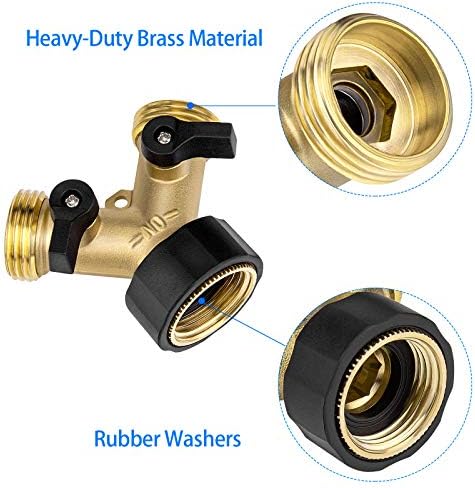 3 Pack Hose Splitter, 2 Way Brass Garden Hose Y Valve Connector Adapter