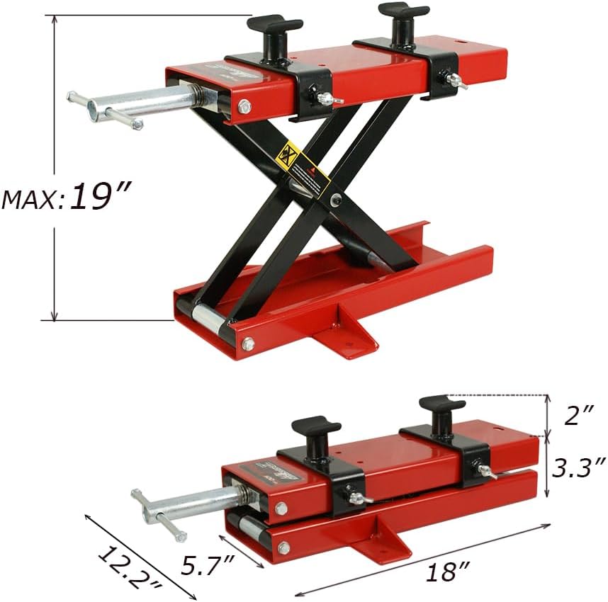 Motorcycle Jack Lift Stand 1100 lbs Scissor Lift Jack ATV Motorcycle Dirt Bike Scooter Crank Stand Street Bikes Cruisers Touring Motorcycles