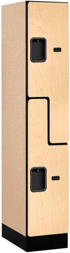 Salsbury Industries Double Tier 'S' Style Designer Wood Locker, Mahogany, 5' 3" x 15"