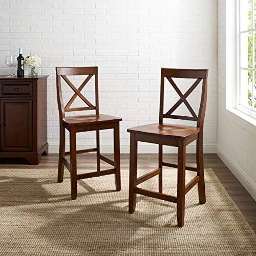 Crosley Furniture X-Back Wood Bar Stools Set of 2, Black, 30-inch