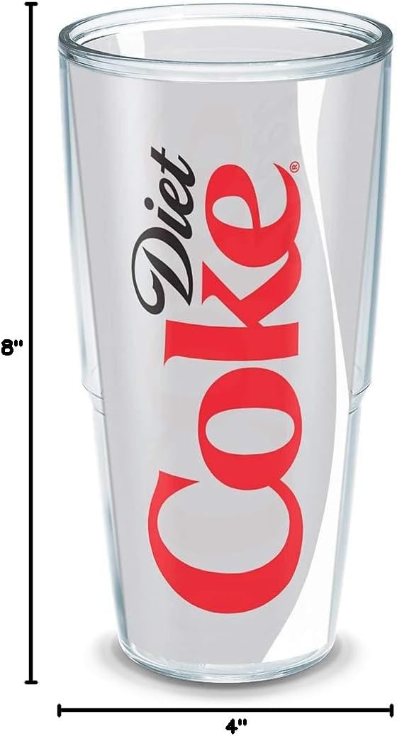 Tervis Plastic 1069599 Coca-Cola - Diet Coke Tumbler with Wrap and Frosted Lid 24oz, Clear
