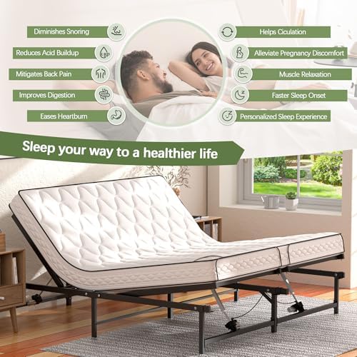 Adjustable Bed Frame Twin XL Electric Adjustable Bed Base | Head & Foot Incline, Ultra Quiet Motor, Remote Control, Fits Most Mattresses, Reduces Snoring & Boosts Circulation