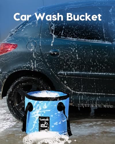 Luxtude Collapsible Bucket with Handle, Portable 5 Gallon Bucket for Camping, Fishing, Beach, Gardening, RV & Outdoor Emergency