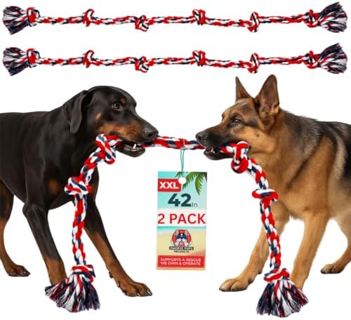 Pacific Pups Products Giant Dog Rope Toy, 42 Inch Tug of War Rope, Green