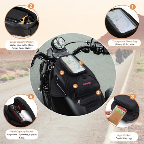 Dracarys Motorcycle Tank Bag - Oxford Saddle Black Motorbike Bag - Strong Magnetic Bag for Honda Yamaha Suzuki Kawasaki Harley