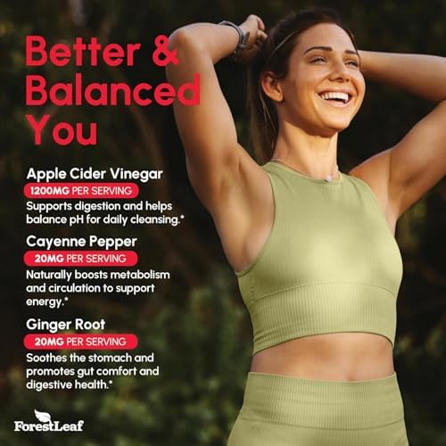 USDA Organic Apple Cider Vinegar Capsules with Mother, 1200 mg | Vegan & Non-GMO | Apple Cider Vinegar Pills with Cayenne Pepper & Ginger Root | 120 Caps