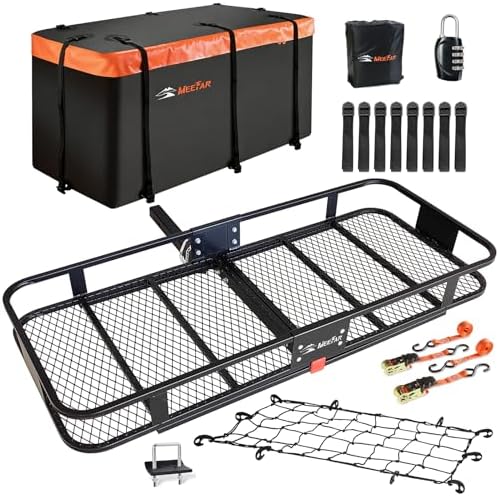 Roof Rack Rooftop Cargo Carrier Basket 65"*39"*6"+Waterproof Bag 20 Cu.Ft. | Roof Basket include Cargo Net with Hooks,Ratchet Straps,Combination Lock|200 Lbs Capacity,Universal Rooftop Large Roof Rack