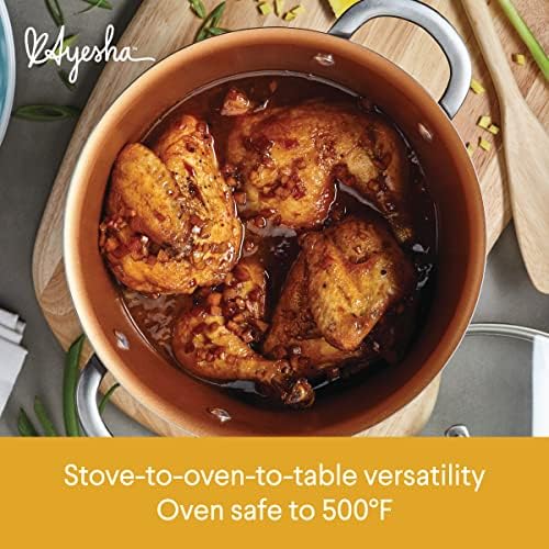 Ayesha Curry Kitchenware Ayesha Curry Home Collection Hard Anodized Nonstick Cookware Pots and Pans Set, 9 Piece, Charcoal Gray