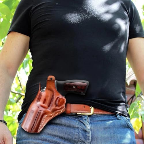 Masc Premium Leather OWB Paddle Holster for with Thumb Break Fits, GP-100 4.2-inch, Brown #1033#