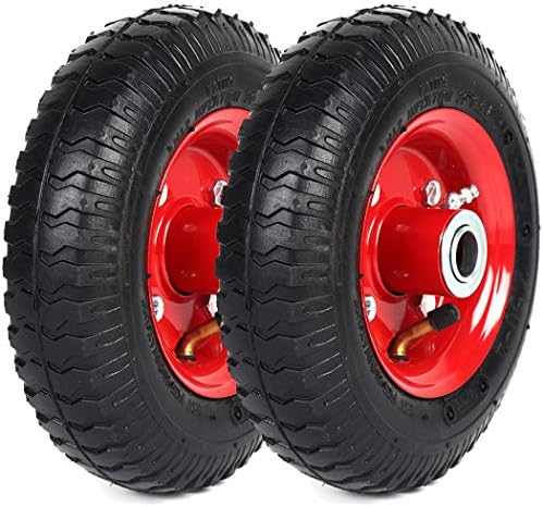 AR-PRO (2-PACK) 4.80/4.00-8" Tire and Wheel, 16" Pneumatic Tire Wheels with 3/4" Bearings and 3" Centered Hub for Wheelbarrow, Hand Truck