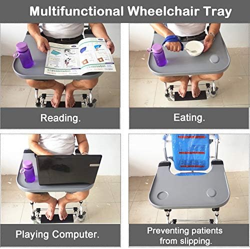 Wheelchair Tray Table with Cup Holder, Removable Lap Tray, Portable Wheelchair Desk Accessories for Eating, Reading, Resting