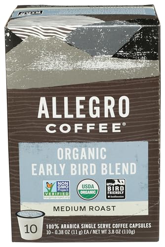 Allegro Coffee, Coffee Breakfast Blend Pods Organic 10 Count, 3.8 Ounce
