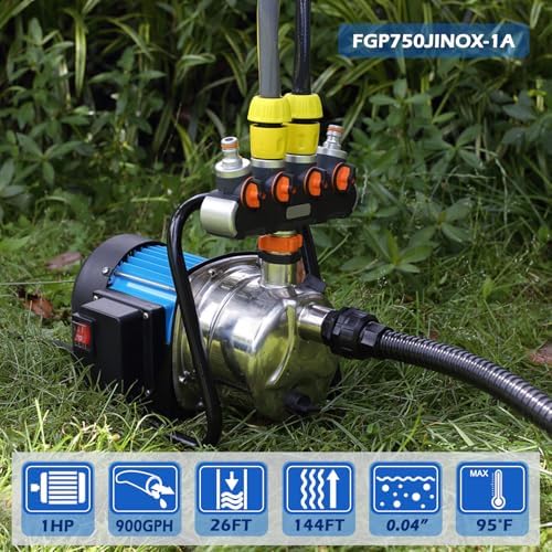 1HP Portable Garden Transfer Pump, 900GPH Electric Sprinkler Booster Pump, Shallow Well Jet Pump for Home Lawn Irrigation and Water Draining