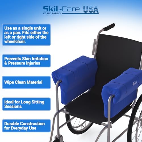Skil-Care EZ On Foam Arm Trough, Lateral Wheelchair Support, Universal Fit | Wipe-Clean Nylon Cover, Rigid Insert, Left or Right Side, Torso Stabilization, Reduces Lateral Leaning, Facility and Home Use