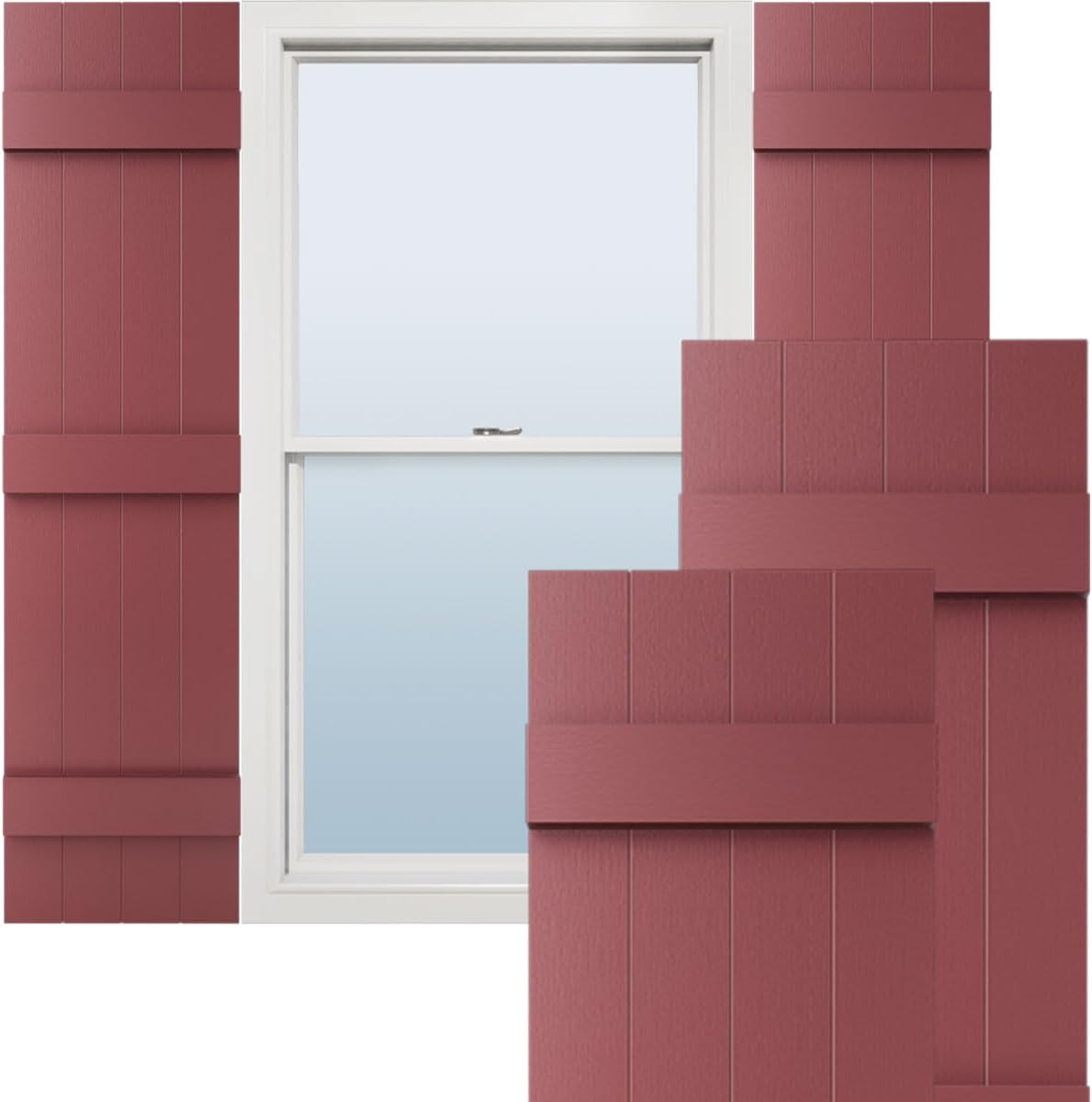 14"W x 59"H Lifetime Vinyl, Standard Four Board Joined, Board-n-Batten Shutters, w/Installation Shutter-Lok's & Matching Screws (Per Pair), Forest Green