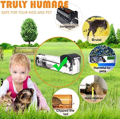 Humane Mouse Traps, 12 inches Enlarged No Kill Rat Live Traps for Chipmunks, Reusable Catch and Release Mice