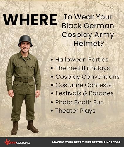 Nicky Bigs Novelties Black German WW2 Helmet, Military Costume Accessory