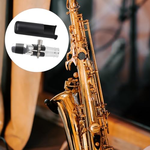 Yibuy Silver Jazz E-flat Alto Saxophone Mouthpiece 7# PU and Leather Cap 90 x 36 mm