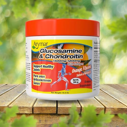 Arymar Glucosamine Chandroitin Powder (1500mg/1200mg) - Joint Health Support Supplement - Helps Maintain Mobility & Flexibility - High Absorption Formula - 300g (10.5 oz)
