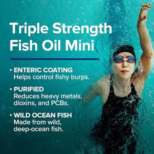 GNC Triple Strength Fish Oil Mini, 1000mg EPA & DHA, 120 Mini Softgels | Provides 1000mg EPA and DHA per Serving to Support Heart, Brain, Skin, Eye, Joint Health, and a Balanced Mood