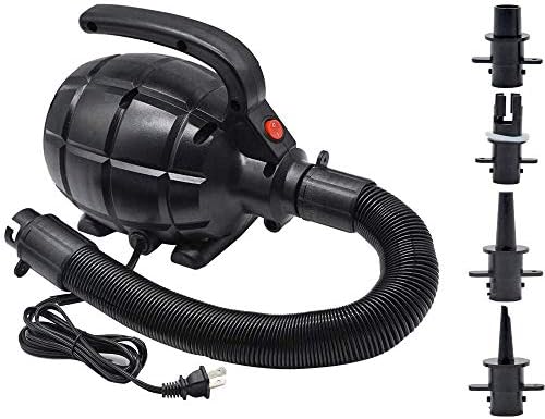 Electric Air Pump for Inflatables, AC (110V), 600W, 20L/min, Black, 4 Detachable Nozzles, Inflator/Deflator, Queen/King Size Air Mattress, Pool Toys