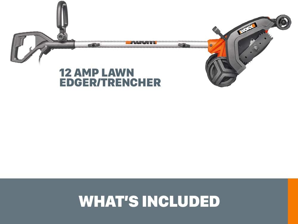 WORX Electric Lawn Edger, 12 Amp 7.5" Trencher for Lawn Landscaping, WG896 | 3-Position Adjustable Cutting Depth, Lawn Edging & Trenching Dual Use