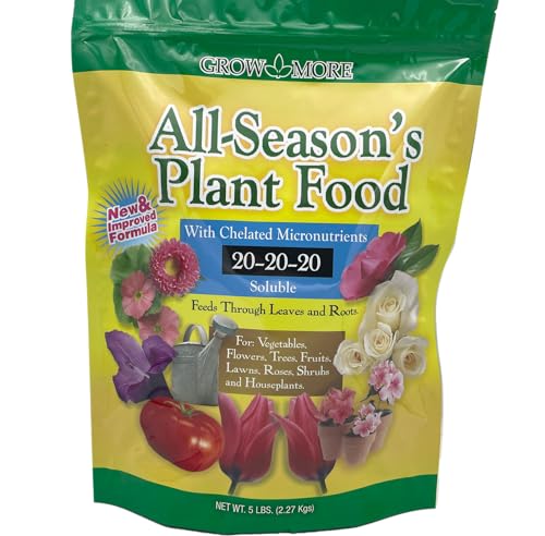 Grow More 20-20-20 Water Soluble Fertilizer - 25lb Bag of All Purpose Fertilizer for Exceptional Crop Yields - All Purpose Plant Food for Vegetables, Flowers, Trees, Shrubs, and Houseplants