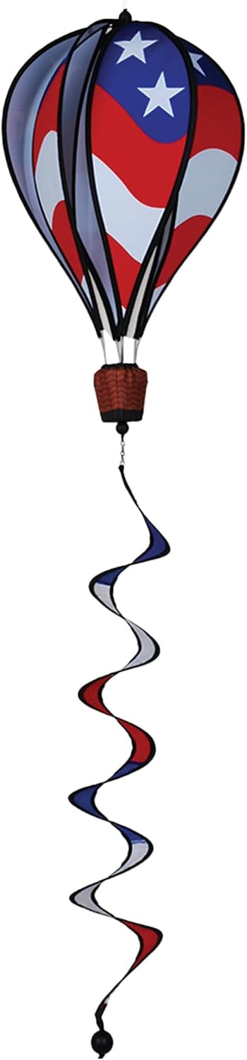 Hot Air Balloon Hanging Garden Spinner 16" - Vibrant Patriotic Design, Weather-Resistant Outdoor Decor, Durable & Lightweight for Patios, Yards, and Gardens - Eye-Catching Wind Spinner