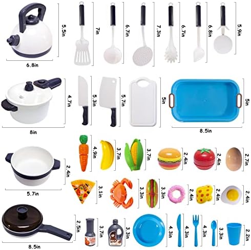 Kids Kitchen Toy Cookware Play Food Play Dishes with Pots Pans Accessories