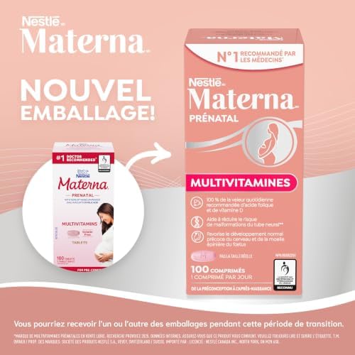 Materna Nestle Prenatal Postpartum Vitamin & Mineral Supplement 100 Tablets | 23 Essential Vitamins and Minerals, 100 Percent RDA Of Folic Acid