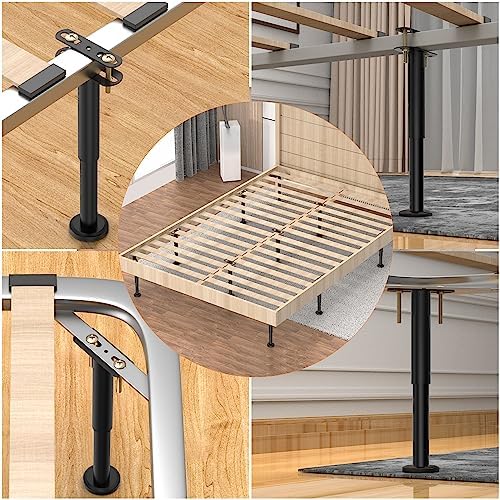 Wlrrcwdttc 4 Pcs Adjustable Height Bed Support Legs 7.08-12.6 inch, Bed Frame Center Support Legs for Bed Frame/Bed Center Slat/Furniture
