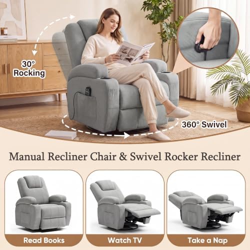 Flamaker Rocking Chair Recliner Chair with Massage, Rocking Chair Nursery