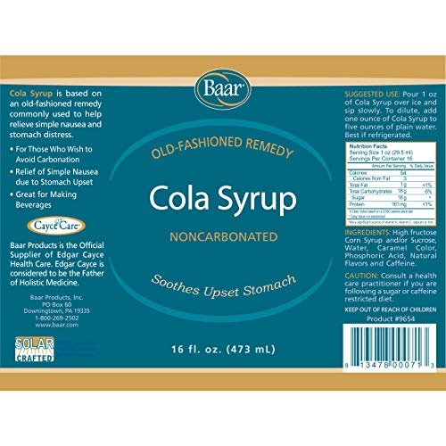 Baar No Added Caffeine Cola Syrup, 16 oz | Non-carbonated cola syrup made with high fructose corn syrup for beverages and recipes