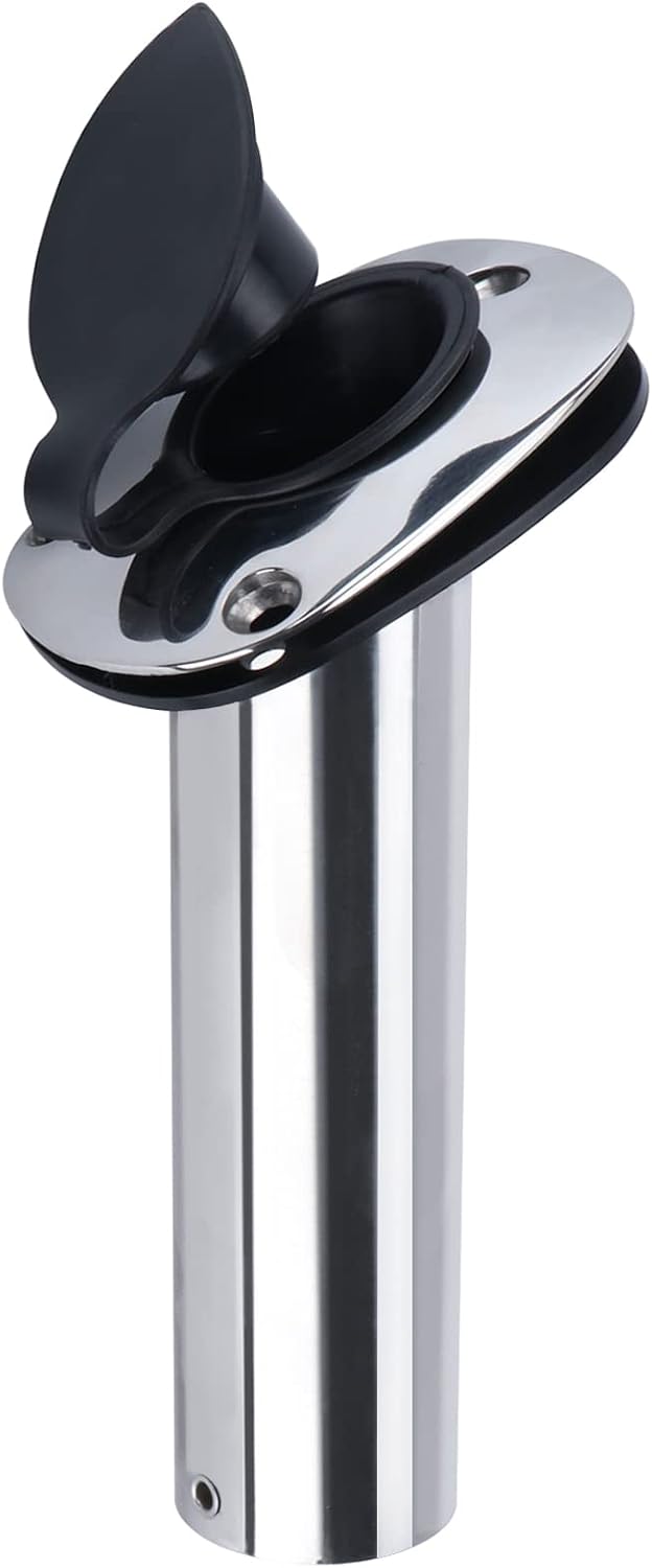 Hoffen 2Pcs Boat Stainless Steel Fishing Rod Holder Flush Mount 15/30/90 Degree with PVC Cap,Inner Tube and Gasket