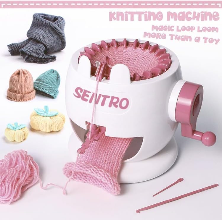 Umootek SENTRO 40 Needles Knitting Machine with Electric Adapter, Knitting Board Rotating Double Loom, Smart Weaving Loom Round Knitting Machines