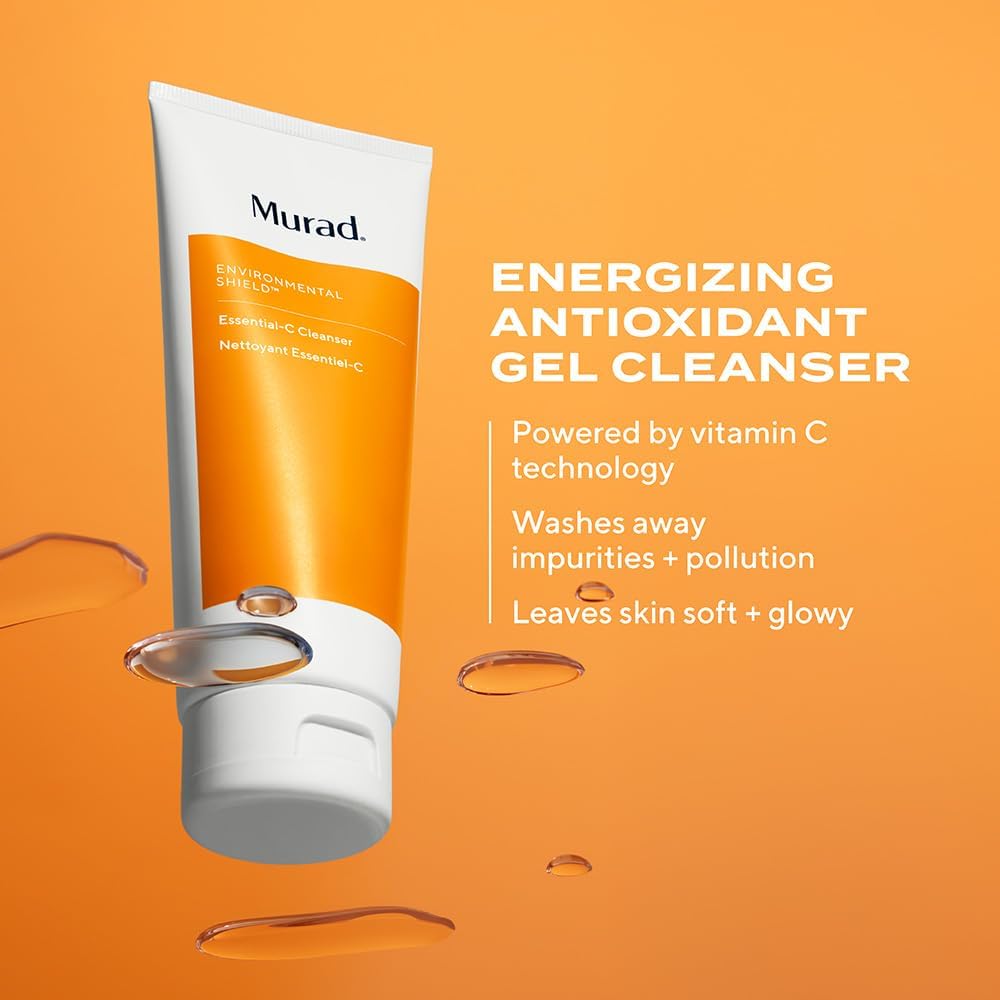 Murad Essential-C Facial Cleanser - Vitamin C | Gentle foaming gel face wash with Vitamin C, Vitamin E, Vitamin A, Allantoin & Panthenol cleanses, nourishes and hydrates