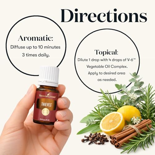 Young Living Thieves Essential Oil Blend 15ml | Natural Aromatherapy Oil for Diffuser & Topical Use with Clove