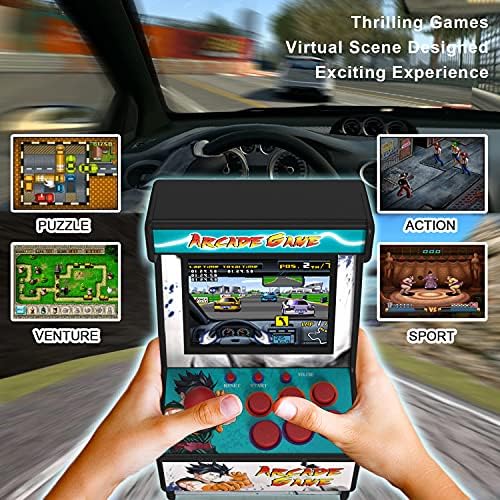 Mini Arcade Machine, Built in 156 Classic Retro Games, 2.8 Inch Screen | 156 Classic 16-Bit Video Games, Handheld Game Console, Rechargeable Battery, Support for TV Output, Birthday Present for kids